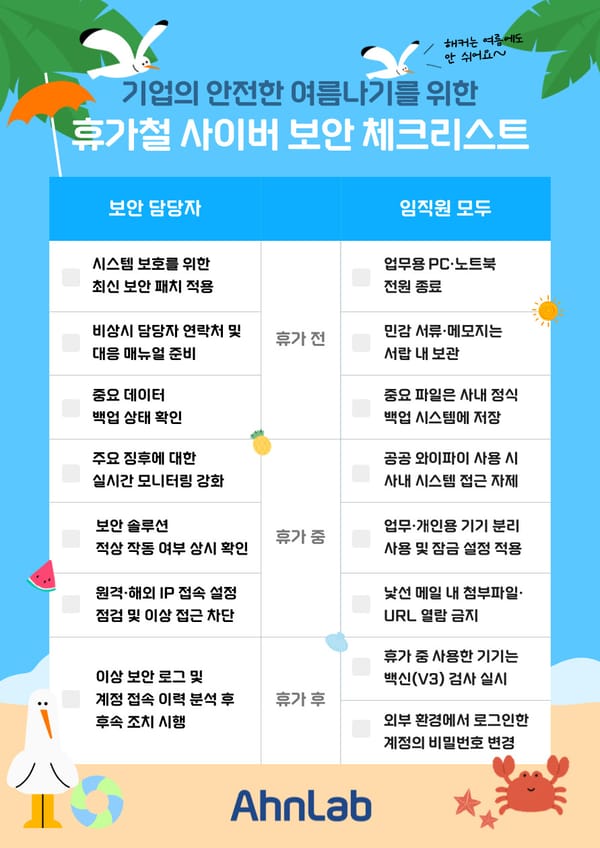 여름 휴가철, '사이버 보안 체크리스트'